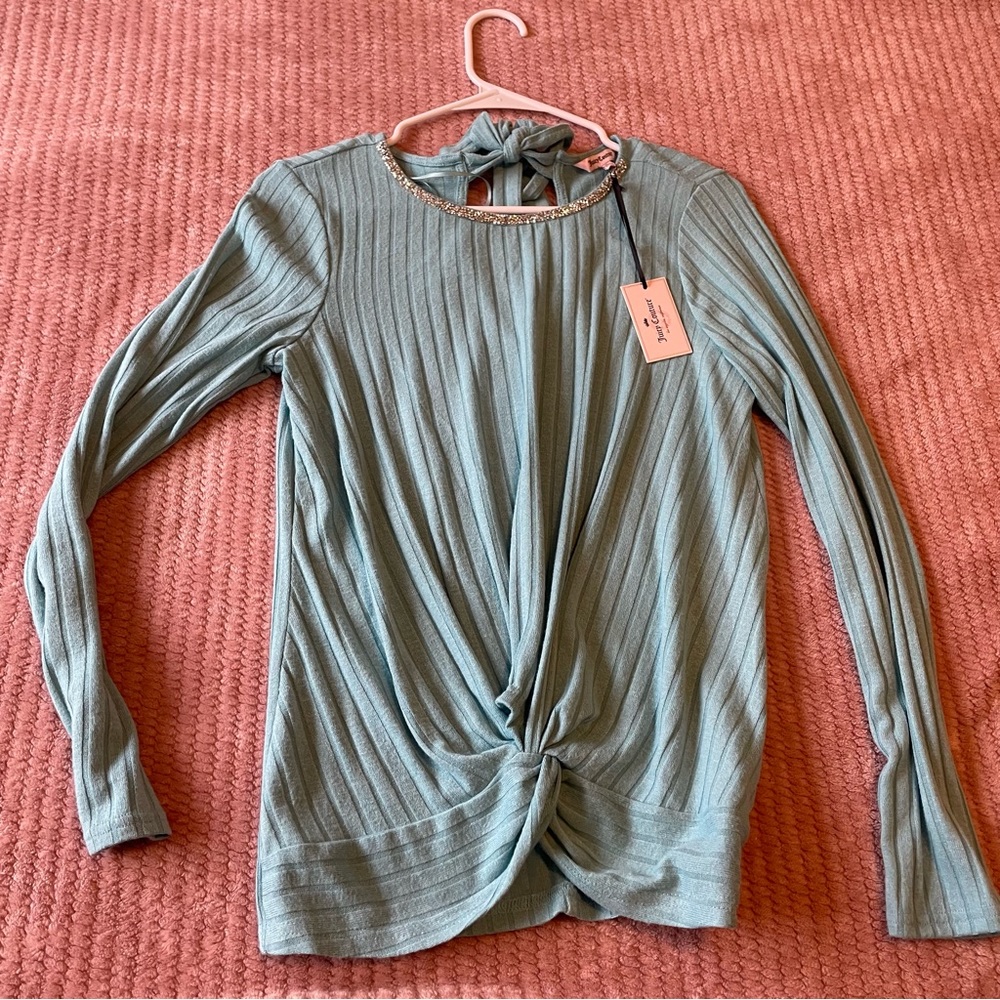 NWT Juicy couture baby blue rhinestones sweater